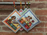 4 Topflappen  Fruit Ladies / Materialpackung 4 Topflappen  Fruit Ladies / Materialpackung