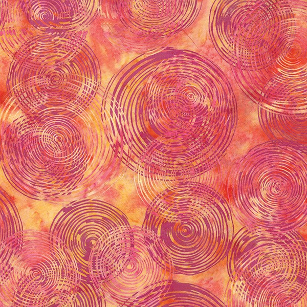 Batik Kreise Pink-Orange/ Reststück 25 x 110 cm