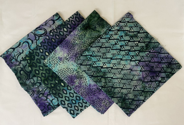 Paket mit 1 m Stücken Batik "Petrol" ( 4 m Stoff )/ Nur 1 Paket vorhanden