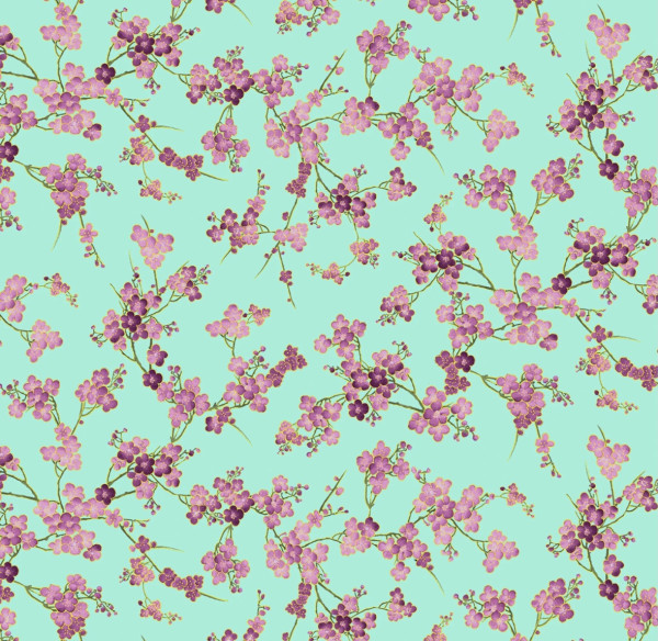 Japanese Cherry Blossoms-Aqua