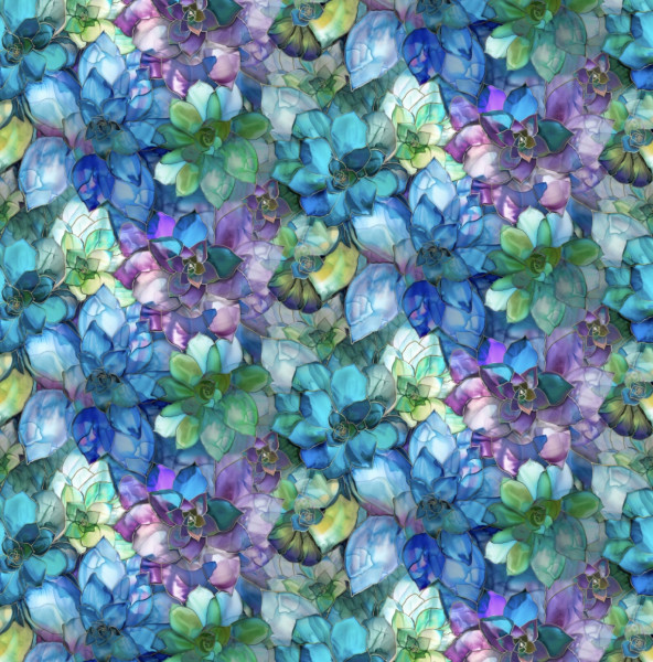 Stoff mit Blumen in Glasfensteroptik hergestellt.