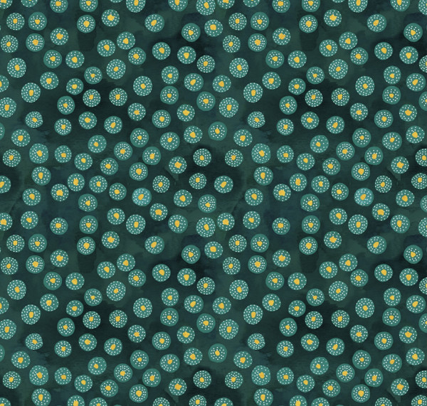 Stoff in Petrol mit Blümchen aus der Serie Ebb & Flow von Essoldo Design, Windam Fabrics
