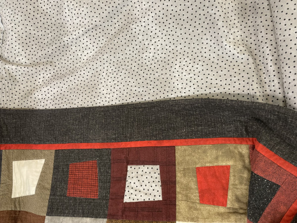 Patchworkdecke-Kuscheldecke/ Off Square/ Grau-Rot ca.149 x 189 cm/ Materialpackung für Top