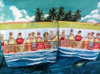 Stoff mit Frauenmotiv, Kosmetik Taschen Fruit  Ladies Stoff mit Frauenmotiv, Kosmetik Taschen Fruit  Ladies