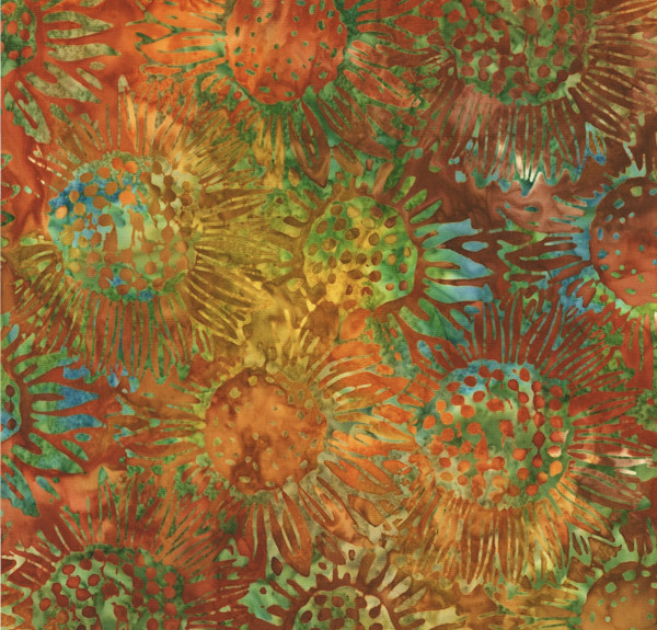 Tolle Batik Stoff von Robert Kaufman mit herbstlichen Sonnenblumen