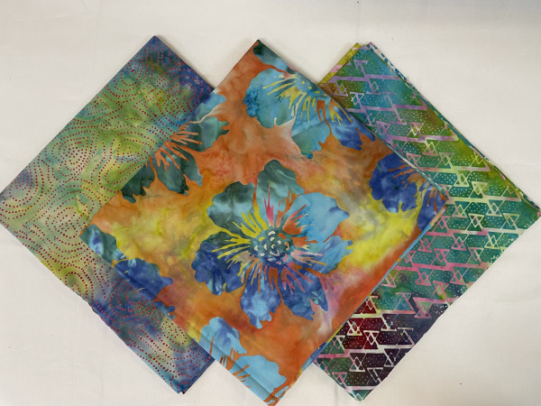 Paket mit 1 m Stücken Batik "Multi" ( 3 m Stoff )/ Nur 1 Paket vorhanden