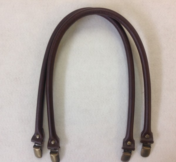 Taschengriffe mit Clips Braun/ Leder