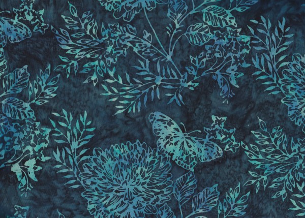 Batik mit Blumen und Schmetterlingen