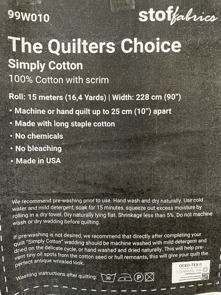 Vlies Simply Cotton / The Quilters Choice/ 228 cm