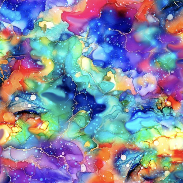 Bunte Stoff in Regenbogenfarben, Abstrakte Muster, Patchworkstoffe
