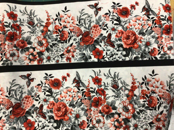 Bordüren Stoff mit Blumen