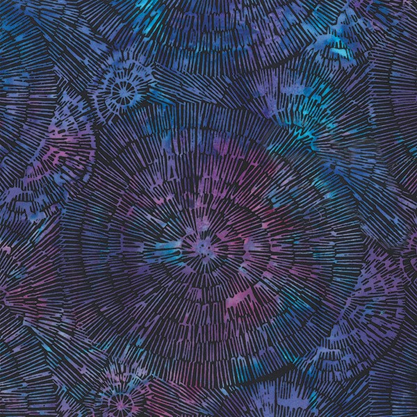 Batik Baumringe Schwarz-Blaulila