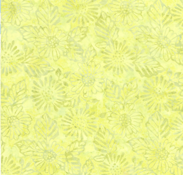 Tonga Batik in Gelb-Grün mit  Blumen Muster