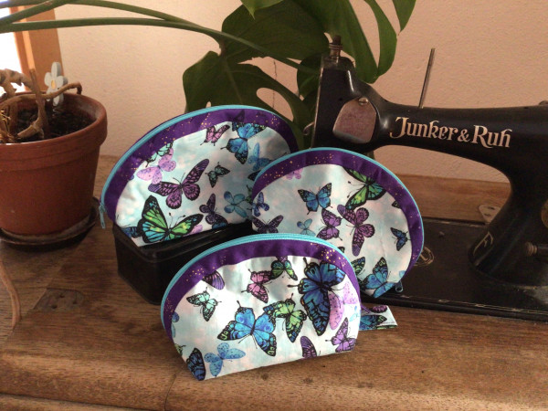 Materialpackung für Rundes Täschchen" Schmetterling" 3 Stück in drei Größen