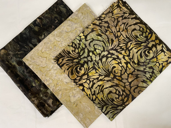 Paket mit 1 m Stücken Batik "Brown" ( 3 m Stoff )/ Nur 1 Paket vorhanden
